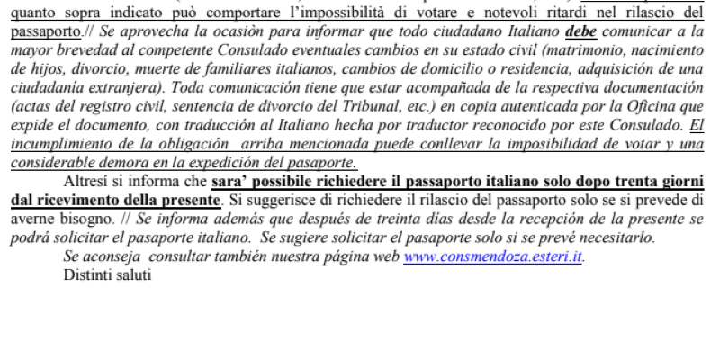 Pasaporte Italiano Carta Confirmacion